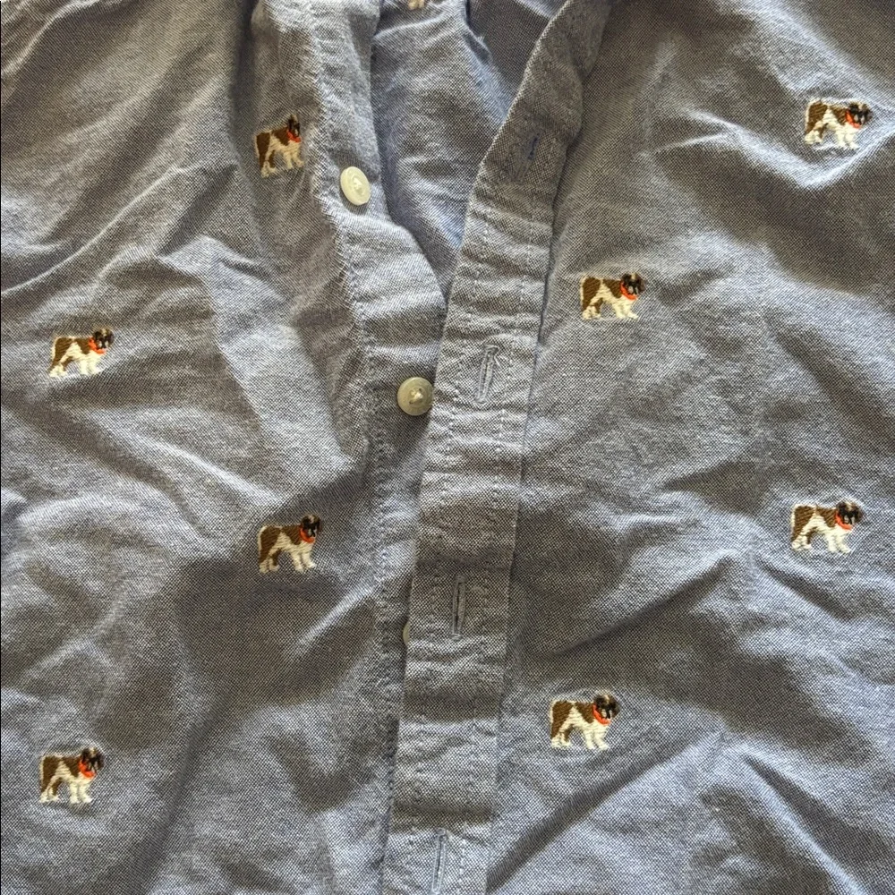 Janie and Jack Embroidered Bulldog Oxford Shirt, Size 4